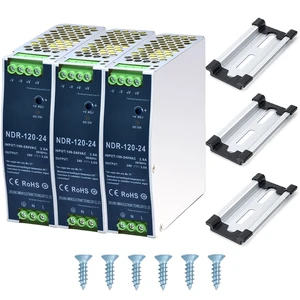 24VDC Power Supply NDR 120W DIN Rail Power Supply Switch Switching Converter DC (Input 100-240VAC Output 24VDC 50/60HZ 24V 5A 3 PCS) 24VDC Power Supply NDR 120W DIN Rail Power Supply Switch Switching Converter DC (Input 100-240VAC Output 24VDC 50/60HZ 24V 5A 3 PCS)