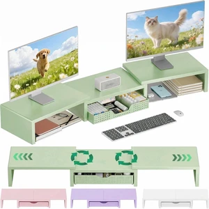 OPNICE Dual Computer Monitor Stand Riser, Desk Organizer with Drawer, Office Desk Accessories & Workspace Organizers for Home Office Supplies, Green OPNICE Dual Computer Monitor Stand Riser, Desk Organizer with Drawer, Office Desk Accessories & Workspace Organizers for Home Office Supplies, Green