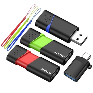 64GB Flash Drive 3 Pack with Type C Adapter, AreTop Retractable USB Stick 64GB Flash Drive 3 Pack with Type C Adapter, AreTop Retractable USB Stick