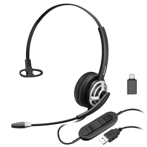 Single Side USB Computer Headset with Noise-Cancelling Mic for PC, Laptop, 1 Ear Office Call Center USB-A Headphone with In-Line Control for Dragon Dictation, Skype, Teams, Zoom Conference Call Single Side USB Computer Headset with Noise-Cancelling Mic for PC, Laptop, 1 Ear Office Call Center USB-A Headphone with In-Line Control for Dragon Dictation, Skype, Teams, Zoom Conference Call
