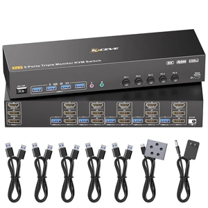 KVM Switch 3 Monitors 5 Computers HDMI + DisplayPort, KCEVE DP 5 Computer KVM Switcher, 8K@30Hz/4k@144Hz for 5 PC Share 4 Display and USB 3.0 Devices KVM Switch 3 Monitors 5 Computers HDMI + DisplayPort, KCEVE DP 5 Computer KVM Switcher, 8K@30Hz/4k@144Hz for 5 PC Share 4 Display and USB 3.0 Devices