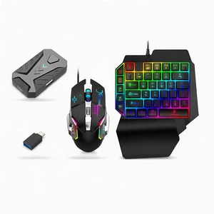 Zunate Half Hand Gaming Keyboard and Mouse Combo, 3 in 1 Mobile Game Combo Pack, Half Hand Gaming Keyboard Set with Mobile Gamepad Controller, Mouse Converter for PC Zunate Half Hand Gaming Keyboard and Mouse Combo, 3 in 1 Mobile Game Combo Pack, Half Hand Gaming Keyboard Set with Mobile Gamepad Controller, Mouse Converter for PC