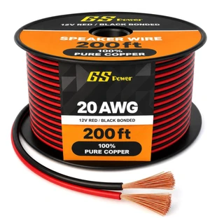 GS Power 20 AWG Wire 200ft - OFC Copper Automotive Speaker Wire Spool GS Power 20 AWG Wire 200ft - OFC Copper Automotive Speaker Wire Spool