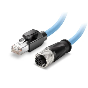 Eonvic Industrial Ethernet M12 4 Pin Female D Code to RJ45 High Flex Cat6 Shielded Waterproof High-Speed Data Transfer Cable POE PROFINET/EtherNet 30CM Eonvic Industrial Ethernet M12 4 Pin Female D Code to RJ45 High Flex Cat6 Shielded Waterproof High-Speed Data Transfer Cable POE PROFINET/EtherNet 30CM