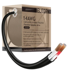 14 Gauge 2 Conductor Speaker Wire 250 Ft Easy-Pull Box, 14 AWG CCA CL2 Low Voltage Parallel DC Hookup Alarm Cable, Outdoor UV Resistant in-Wall for LED Security Systems Home Theater Car Audio-Black 14 Gauge 2 Conductor Speaker Wire 250 Ft Easy-Pull Box, 14 AWG CCA CL2 Low Voltage Parallel DC Hookup Alarm Cable, Outdoor UV Resistant in-Wall for LED Security Systems Home Theater Car Audio-Black