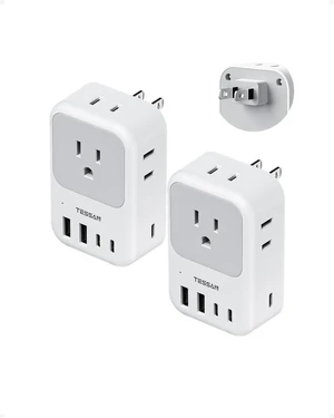 TESSAN US to Japan Plug Adapter, 2 Pack, 2 Prong to 3 Prong Outlet TESSAN US to Japan Plug Adapter, 2 Pack, 2 Prong to 3 Prong Outlet
