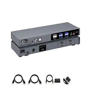 CKLau USB-C KVM Switch for 2 Computers and 1 Monitor, 8K@30Hz, 4K@144Hz, Thunderbolt 4/3 and USB4 Compatible, USB 3.0 Hub, Wired Remote CKLau USB-C KVM Switch for 2 Computers and 1 Monitor, 8K@30Hz, 4K@144Hz, Thunderbolt 4/3 and USB4 Compatible, USB 3.0 Hub, Wired Remote