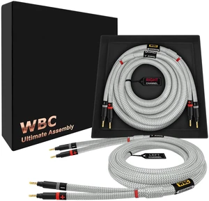 WORLDS BEST CABLES 15 Foot Ultimate - 7 AWG - Ultra-Pure OFC Extra Premium Audiophile HiFi Speaker Cable Pair with Eminence Gold Banana Plugs & Silver Tweed Jacket WORLDS BEST CABLES 15 Foot Ultimate - 7 AWG - Ultra-Pure OFC Extra Premium Audiophile HiFi Speaker Cable Pair with Eminence Gold Banana Plugs & Silver Tweed Jacket