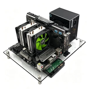 Open Air Acrylic PC Test Bench Case, Transparent Open Frame Computer Chassis for MATX/ITX Motherboards, Superior Cooling Design, Easy Assembly, DIY Gaming PC Test Platform Open Air Acrylic PC Test Bench Case, Transparent Open Frame Computer Chassis for MATX/ITX Motherboards, Superior Cooling Design, Easy Assembly, DIY Gaming PC Test Platform