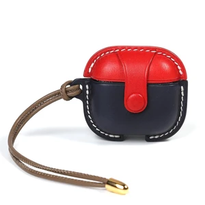 Handmade Genuine Leather Case for AirPods 4, Shockproof Protective Earbuds Cover with Dual Lanyards, Wireless & Wired Charging Accessible (Type-c-Blue+Red, Apple AirPods 4) Handmade Genuine Leather Case for AirPods 4, Shockproof Protective Earbuds Cover with Dual Lanyards, Wireless & Wired Charging Accessible (Type-c-Blue+Red, Apple AirPods 4)