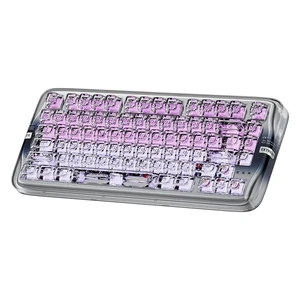 CoolKiller CK75SE Transparent Mechanical Keyboard with Ice Crystal Keycaps, RGB Backlit Wireless Keyboard, Hot Swappable Gasket Mounted Keyboard for Windows/Mac, Glacier Silver CoolKiller CK75SE Transparent Mechanical Keyboard with Ice Crystal Keycaps, RGB Backlit Wireless Keyboard, Hot Swappable Gasket Mounted Keyboard for Windows/Mac, Glacier Silver