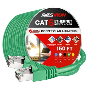 AvesView CAT 6 Shielded Ethernet Cable 150 FT, Indoor High-Speed (SFTP) 10Gbps Snagless Shielded 150FT Ethernet Cable for Internet, Router, Computer, PlayStation, Xbox, POE Camera, Printer - Green AvesView CAT 6 Shielded Ethernet Cable 150 FT, Indoor High-Speed (SFTP) 10Gbps Snagless Shielded 150FT Ethernet Cable for Internet, Router, Computer, PlayStation, Xbox, POE Camera, Printer - Green
