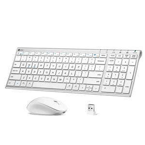 iClever DK05 Bluetooth Wireless Keyboard and Mouse Combo, Silver White iClever DK05 Bluetooth Wireless Keyboard and Mouse Combo, Silver White