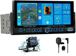 Pyniro Single Din Radio Car Stereo with Wireless CarPlay & Android Auto Pyniro Single Din Radio Car Stereo with Wireless CarPlay & Android Auto