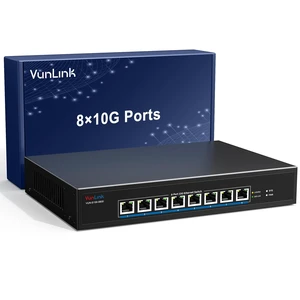 8-Port 10Gb RJ45 Ethernet Switch Unmanaged, VunLink 10GBase-T Multi-Gig (10G/5G/2.5G/1G) Network Switch, 160Gbps Capacity, 19-inch Rackmount, for 10G NAS, Server, PC, Workstation 8-Port 10Gb RJ45 Ethernet Switch Unmanaged, VunLink 10GBase-T Multi-Gig (10G/5G/2.5G/1G) Network Switch, 160Gbps Capacity, 19-inch Rackmount, for 10G NAS, Server, PC, Workstation