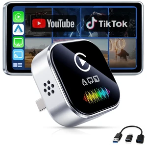 Wireless CarPlay Adapter for iPhone 2027 Upgraded 4-in-1 Dongle with AirPlay & Screen Mirroring, Low Latency, 5-Second Auto Connect for Wired Cars, Includes USB A/CSilvery Wireless CarPlay Adapter for iPhone 2027 Upgraded 4-in-1 Dongle with AirPlay & Screen Mirroring, Low Latency, 5-Second Auto Connect for Wired Cars, Includes USB A/CSilvery