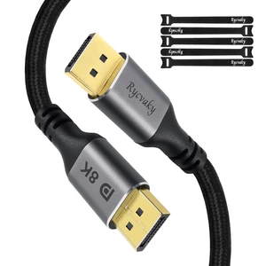 rycvaky 8K DisplayPort Cable 1.4, High-Speed Display Port Cable for Gaming, Monitor, PC, TV - 4K@120Hz, 2K@240Hz, HDR, FreeSync G-Sync, VESA Certified, Gold-Plated Connectors,30ft, 1pk rycvaky 8K DisplayPort Cable 1.4, High-Speed Display Port Cable for Gaming, Monitor, PC, TV - 4K@120Hz, 2K@240Hz, HDR, FreeSync G-Sync, VESA Certified, Gold-Plated Connectors,30ft, 1pk