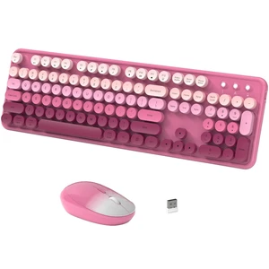 COUTSALL Colorful Wireless Keyboard and Mouse Combo (Rose Pink Colorful) COUTSALL Colorful Wireless Keyboard and Mouse Combo (Rose Pink Colorful)