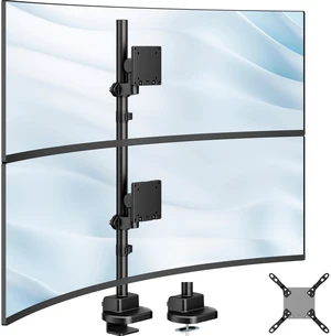 monTEK Heavy-Duty Stacked Dual Monitor Stand for 24-57" Screens monTEK Heavy-Duty Stacked Dual Monitor Stand for 24-57" Screens