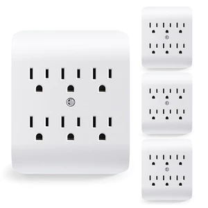 AIDA 6 Outlet Extender, 2 to 6 Grounded 3-Prong Wall Tap Adapter, Space Saving Outlet Splitter, 15A 125V Multi Plug for Home, Office, Dorm, White, 4 Pack AIDA 6 Outlet Extender, 2 to 6 Grounded 3-Prong Wall Tap Adapter, Space Saving Outlet Splitter, 15A 125V Multi Plug for Home, Office, Dorm, White, 4 Pack