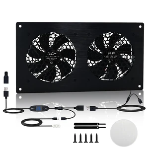 SCCCF Dual 120mm Thermostat-Controlled Cabinet Cooling Fan 5V/12V Dual Voltage, 10-Speed Adjustable, Ultra-Quiet for Server Racks,AV Cabinets,RVs& Greenhouses SCCCF Dual 120mm Thermostat-Controlled Cabinet Cooling Fan 5V/12V Dual Voltage, 10-Speed Adjustable, Ultra-Quiet for Server Racks,AV Cabinets,RVs& Greenhouses