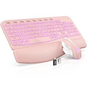 SABLUTE Wireless Keyboard and Mouse Combo, Ergonomic Wave with Wrist Rest SABLUTE Wireless Keyboard and Mouse Combo, Ergonomic Wave with Wrist Rest