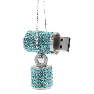 WooTeck 128GB USB 3.0 Flash Drive,Bling Rhinestone Diamond Crystal Glitter Lipstick Case Shining Jewelry with Necklace,Lakeblue WooTeck 128GB USB 3.0 Flash Drive,Bling Rhinestone Diamond Crystal Glitter Lipstick Case Shining Jewelry with Necklace,Lakeblue