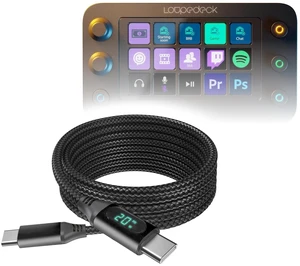 BoxWave Cable Compatible with Loupedeck Live S - PowerDisplay PD Cable (6ft) - USB-C to USB-C (100W), LED Wattage Info Extra Long Braided Nylon - Jet Black BoxWave Cable Compatible with Loupedeck Live S - PowerDisplay PD Cable (6ft) - USB-C to USB-C (100W), LED Wattage Info Extra Long Braided Nylon - Jet Black