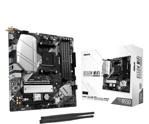 ASRock B550M WiFi Micro-ATX Motherboard, AMD Ryzen 3000-5000 Series Socket AM4, DDR4 4733+, PCIe 4.0 ASRock B550M WiFi Micro-ATX Motherboard, AMD Ryzen 3000-5000 Series Socket AM4, DDR4 4733+, PCIe 4.0