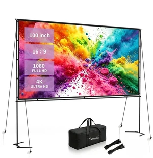 Yanuoda Outdoor Projector Screen with Stand, 100-Inch Portable 16:9 Screen Yanuoda Outdoor Projector Screen with Stand, 100-Inch Portable 16:9 Screen