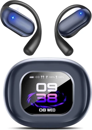 Open Ear Earbuds Ultra Comfort Wireless Bluetooth 5.4 Headphones Over The Ear Earbuds with Intelligent Touch Screen EarHooks IPX7 Waterproof Bone Conduction Earphones for Fitness Sports Open Ear Earbuds Ultra Comfort Wireless Bluetooth 5.4 Headphones Over The Ear Earbuds with Intelligent Touch Screen EarHooks IPX7 Waterproof Bone Conduction Earphones for Fitness Sports