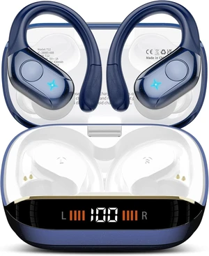 Qecnato Wireless Earbuds Bluetooth Headphones Stereo Deep Bass Sports Ear Buds with Earhooks, Bluetooth Earbuds, LED Display, IP7 Waterproof Earphone, Dark Blue Qecnato Wireless Earbuds Bluetooth Headphones Stereo Deep Bass Sports Ear Buds with Earhooks, Bluetooth Earbuds, LED Display, IP7 Waterproof Earphone, Dark Blue