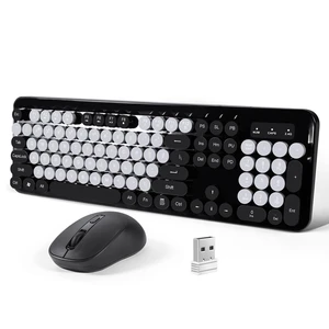 LAMA Colorful Wireless Keyboard and Mouse Combo, Full-Sized Bluetooth Round Keyboard, Adjustable DPI Mouse, 2.4GHz USB Receiver, Silent Keyboard and Cute Mouse for PC, Windows, MAC, Desktop, La LAMA Colorful Wireless Keyboard and Mouse Combo, Full-Sized Bluetooth Round Keyboard, Adjustable DPI Mouse, 2.4GHz USB Receiver, Silent Keyboard and Cute Mouse for PC, Windows, MAC, Desktop, La