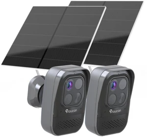 TOUCAN PRO Wireless Indoor/Outdoor Battery Powered Security Camera with Solar Panel 2 Camera Bundle - Alexa & Google Home Enabled - Night Vision, Weatherproof, AI Motion Detection, 2-Way Audio, TOUCAN PRO Wireless Indoor/Outdoor Battery Powered Security Camera with Solar Panel 2 Camera Bundle - Alexa & Google Home Enabled - Night Vision, Weatherproof, AI Motion Detection, 2-Way Audio,