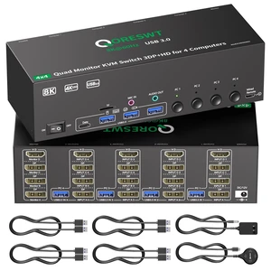 KVM Switch 4 Monitors 4 Computers HDMI + DisplayPort with Audio KVM Switch 4 Monitors 4 Computers HDMI + DisplayPort with Audio