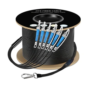 125M/410ft 6 Core OM3 Multimode ST to ST Outdoor Armored Fiber Patch Cable, Direct Burial 6 Strands Fiber Optic Cable 10GB/40GB, Industrial TPU, ST-ST 6 Fibers Optical Jumper with Pulling Eye, OD-5mm 125M/410ft 6 Core OM3 Multimode ST to ST Outdoor Armored Fiber Patch Cable, Direct Burial 6 Strands Fiber Optic Cable 10GB/40GB, Industrial TPU, ST-ST 6 Fibers Optical Jumper with Pulling Eye, OD-5mm