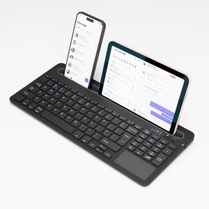 JPHTEK Multi-Device Wireless Keyboard with Silicone Stand & Touchpad Black JPHTEK Multi-Device Wireless Keyboard with Silicone Stand & Touchpad Black