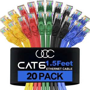 Ultra Clarity Cables Cat 6 Ethernet Cable 1.5 Feet, 20 Pack, 5 Colors Ultra Clarity Cables Cat 6 Ethernet Cable 1.5 Feet, 20 Pack, 5 Colors