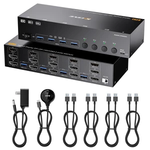 KVM Switch 3 Monitors 4 Computers HDMI + DisplayPort, USB 3.0 8K@30Hz/4k@144Hz Triple Monitor KVM Switcher, 3 Monitor KVM for 4 PC Share 3 Display and 4 USB 3.0 Devices KVM Switch 3 Monitors 4 Computers HDMI + DisplayPort, USB 3.0 8K@30Hz/4k@144Hz Triple Monitor KVM Switcher, 3 Monitor KVM for 4 PC Share 3 Display and 4 USB 3.0 Devices