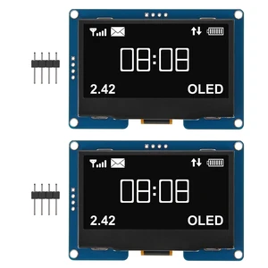 AITRIP 2PCS 2.4" 2.42 inch 128x64 OLED LCD Display Module SSD1309 12864 4 Pin IIC I2C Serial Interface for Arduino UNO R3 C51-White Light AITRIP 2PCS 2.4" 2.42 inch 128x64 OLED LCD Display Module SSD1309 12864 4 Pin IIC I2C Serial Interface for Arduino UNO R3 C51-White Light