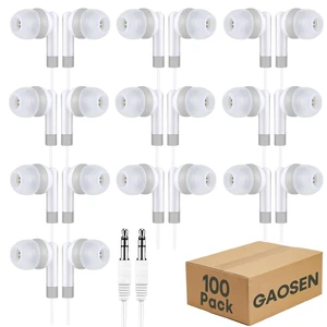 Gaosen 100 Pack Kids Earbuds Bulk for Classroom School, Wholesale Student Wired Durable Earphones for Class Laptop Library, Individually BaggedWhite,100pcs Gaosen 100 Pack Kids Earbuds Bulk for Classroom School, Wholesale Student Wired Durable Earphones for Class Laptop Library, Individually BaggedWhite,100pcs