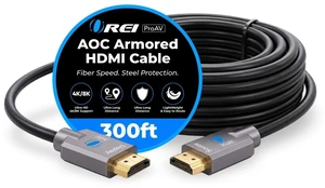 OREI 8K HDMI 2.1 Armored AOC Cable 300ft, 48Gbps, 8K@60Hz, HDR, eARC OREI 8K HDMI 2.1 Armored AOC Cable 300ft, 48Gbps, 8K@60Hz, HDR, eARC