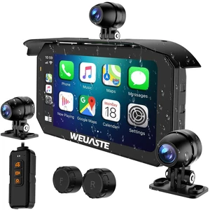 Weuaste 6.25" Motorcycle Carplay Screen with Wireless Android Auto, GPS Navigation System, TPMS, HD 2K Dual Motorcycle Dash Cam+Third Person Perspective Camera, Motos Metal Anti-Theft Bracket Weuaste 6.25" Motorcycle Carplay Screen with Wireless Android Auto, GPS Navigation System, TPMS, HD 2K Dual Motorcycle Dash Cam+Third Person Perspective Camera, Motos Metal Anti-Theft Bracket