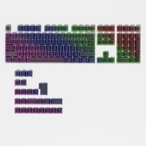 Ussixchare Black PBT Shine Through Keycaps, Side Printed Translucent Keycaps, Double Shot Cherry Profile for MX Switches Mechanical Keyboard Ussixchare Black PBT Shine Through Keycaps, Side Printed Translucent Keycaps, Double Shot Cherry Profile for MX Switches Mechanical Keyboard