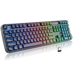 SQMD Clear Wireless Keyboard, Tri-Mode Bluetooth/2.4G Rechargeable Keyboard with RGB Backlit, Ergonomic Computer Keyboard with Transparent Keycaps for PC Laptop Desktop Home Office-Black Pearl SQMD Clear Wireless Keyboard, Tri-Mode Bluetooth/2.4G Rechargeable Keyboard with RGB Backlit, Ergonomic Computer Keyboard with Transparent Keycaps for PC Laptop Desktop Home Office-Black Pearl