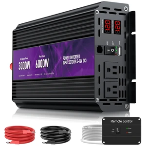 3000W Power Inverter 12V DC to 110V/120V AC Converter, 6000W Peak 3000W Power Inverter 12V DC to 110V/120V AC Converter, 6000W Peak