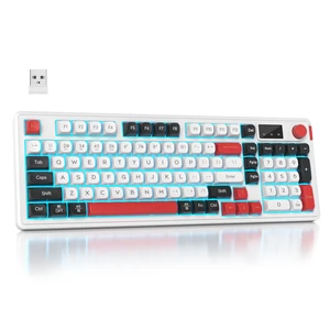 Mosptnspg RGB Mechanical Feel Membrane Wireless Keyboard, Wired/Bluetooth/2.4G Silent ABS Ball Cap Gasket Structure Gaming Office Keyboard for PC/Mac/Win(98 White) Mosptnspg RGB Mechanical Feel Membrane Wireless Keyboard, Wired/Bluetooth/2.4G Silent ABS Ball Cap Gasket Structure Gaming Office Keyboard for PC/Mac/Win(98 White)