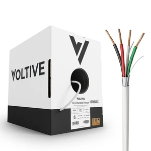Voltive 16/4 Shielded Low Voltage Wire, Plenum CL3P, White, 500ft - 16AWG, 4 Conductors, Overall Shield, Stranded Bare Copper, UL Listed - V-1310-1 Voltive 16/4 Shielded Low Voltage Wire, Plenum CL3P, White, 500ft - 16AWG, 4 Conductors, Overall Shield, Stranded Bare Copper, UL Listed - V-1310-1