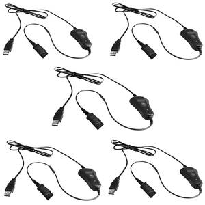 QD-to-USB Adapter Cable with Volume-Mute - 5PACK for 4-Pin Plantronic-QD Plug Headset QD-to-USB Adapter Cable with Volume-Mute - 5PACK for 4-Pin Plantronic-QD Plug Headset