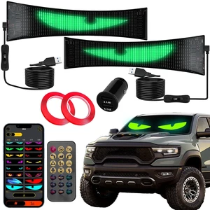 SUBPULSIX 2-Pack LED Eyes for Car Windshield, 14"x4.3" Programmable Animated Devil Eyes Light Display, Flexible Waterproof LED Matrix Panel for Sedan SUV Truck, Bluetooth App & USB Powered SUBPULSIX 2-Pack LED Eyes for Car Windshield, 14"x4.3" Programmable Animated Devil Eyes Light Display, Flexible Waterproof LED Matrix Panel for Sedan SUV Truck, Bluetooth App & USB Powered